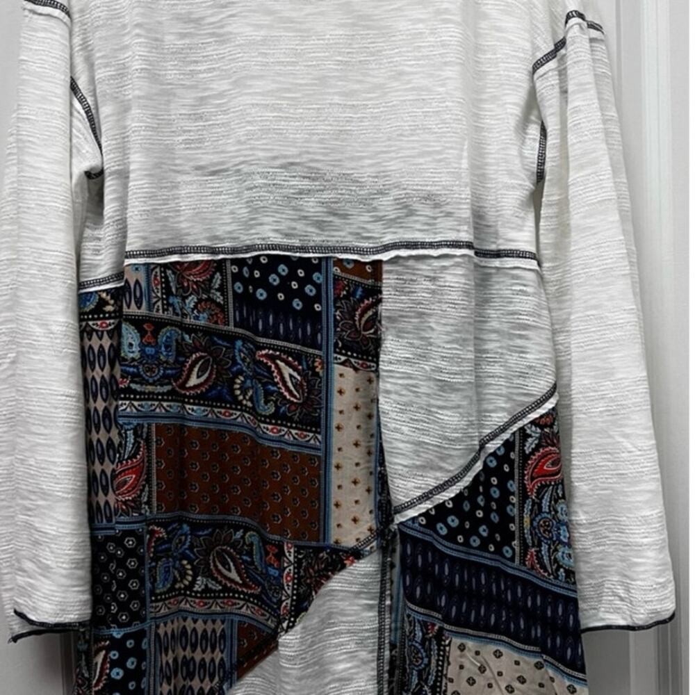 Pol Patchwork Asymmetrical Long Sleeve Shirt Tuni… - image 8